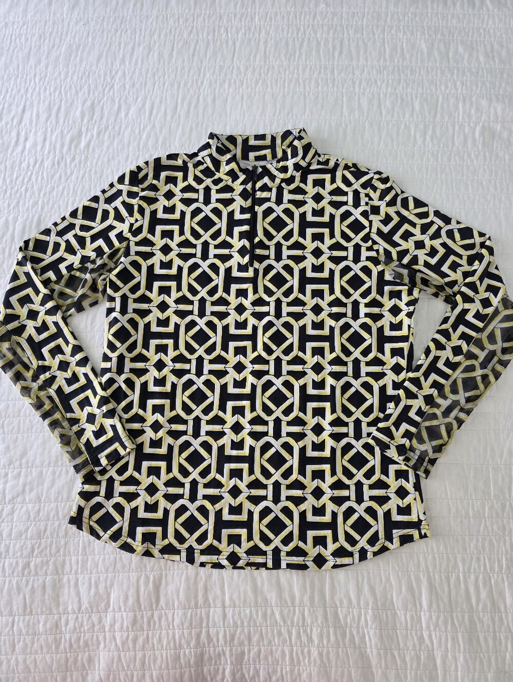 ICIKULS 1/4 Zip Pullover Top Womans Size Large Geometric Pattern